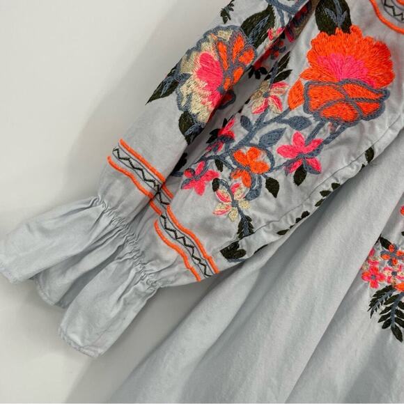 Free People Fleur Du Jour Shift Dress Size XS Embroidered Off Shoulder - Picture 7 of 15